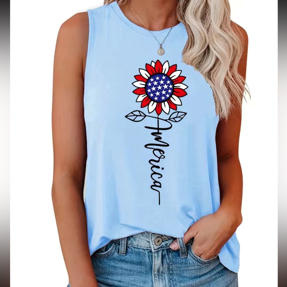 Nwt Flag & Flower tank top